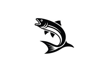 Leaping salmon fish silhouette aquatic wildlife design