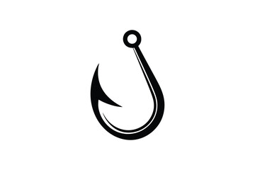 Black silhouette of a fishing hook design element