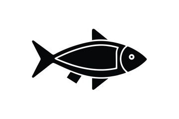 Simple black fish silhouette icon graphic design