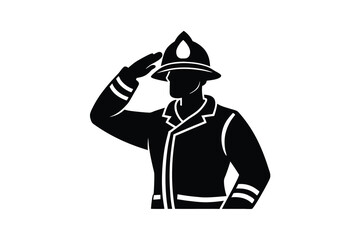 Firefighter saluting silhouette strong hero brave