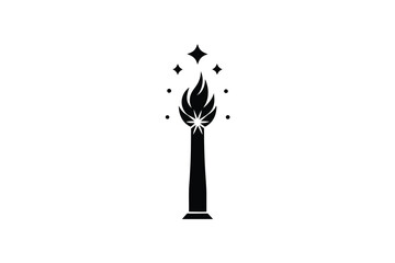 Magical fire torch silhouette celestial design element