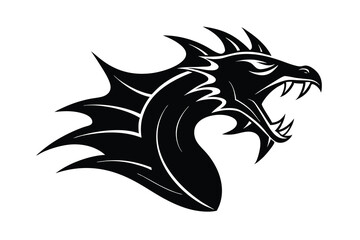 Fierce dragon head silhouette tribal tattoo design