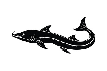 Elegant black silhouette of a fish aquatic animal