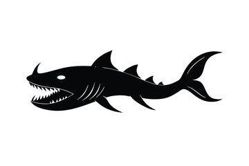 Fierce shark silhouette ocean predator aquatic animal