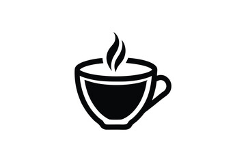 Hot coffee cup silhouette simple icon design