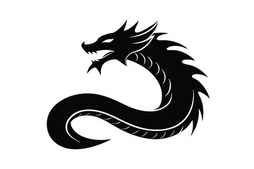 Majestic black dragon silhouette coiled design