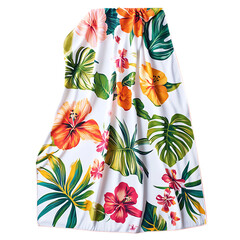 Cheerful Beach Towel with Large Multicolor Floral Pattern Isolated on Transparent Background
