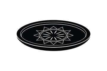 Decorative black silhouette tray with sun design