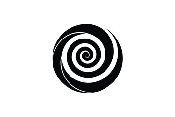 Abstract black and white spiral silhouette design