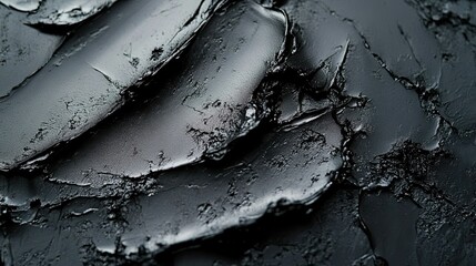 Close-up of an abstract black oil painting texture.