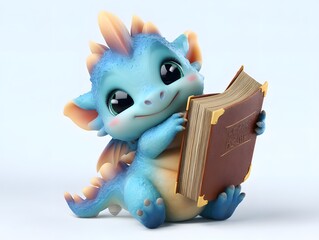 3D Dragon Hugging a Book
