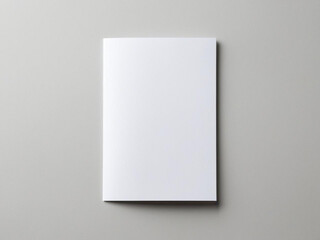 Blank white A4 paper brochure mockup on light grey background.