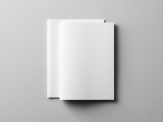 Blank white A4 paper brochure mockup on light grey background.