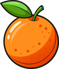 Happy cartoon orange with round shape and cute eyes in flat colorful vector style for fruit illustrations