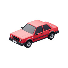 Red Car with Isometric View.