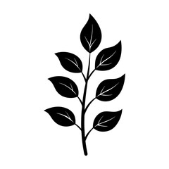 Stem And Leaf Silhouette vector illustration