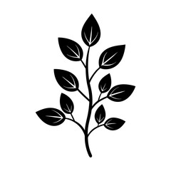 Stem And Leaf Silhouette vector illustration