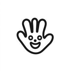 Obraz premium Happy handprint, white background, playful design, children's illustration