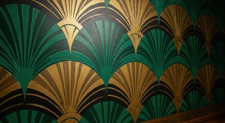 Art Deco Emerald Green Accent Wall in Home Bar