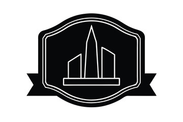 Monumental cityscape silhouette badge design