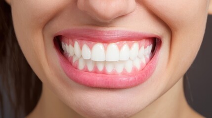 Obraz premium Close-up of Woman Smiling with Bright White Teeth and Healthy Gums