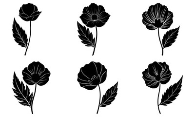 Poppy Leaf Silhouette vector illustration