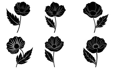 Poppy Leaf Silhouette vector illustration