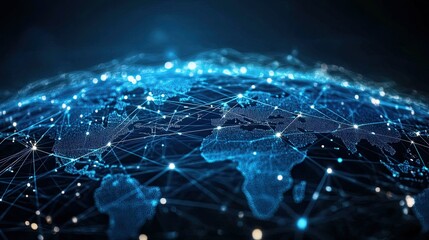 Concept of a global business network with abstract digital connections. 