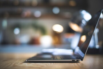 A photo of a laptop with a side view