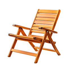Contemporary Compact Wooden Beach Chair with a Mode Isolated on Transparent Background
