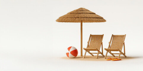 wicker beach umbrellas and chairs