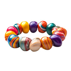 Bold Bracelet with Large Irregular Beads in Marbles in a Circle Isolated on Transparent Background