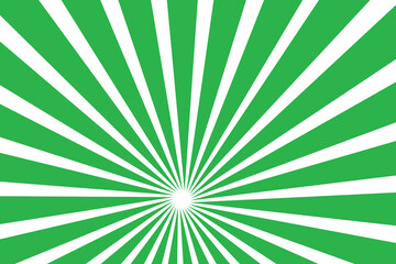 Green and white sunburst abstract background. Funky ray elements with Classic vintage rays design. 
