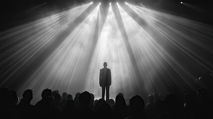 Concert crowd silhouetted against vibrant stage lighting