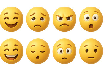 Fototapeta premium Emotional faces 3d set: expressive and simple emoji style for communication