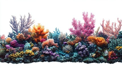 Coral reef ecosystem, isolated on a transparent background