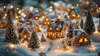 Cozy Christmas village scene. 