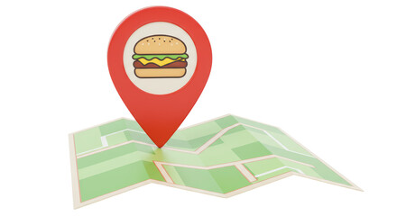 Isolated Burger Location Pin on Map