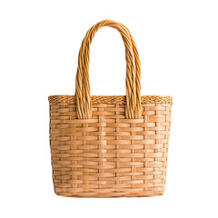 Elegant Straw Tote Bag with Refined Delicate Weaving Isolated on Transparent Background