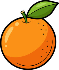 Bright orange cartoon fruit with cute smile and round shape for clipart or educational fruit graphics