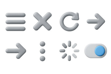 Fototapeta premium Interface 3d set: modern digital symbols and ui graphics in a sleek style