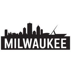 Fototapeta premium Milwaukee skyline horizontal banner. Black Milwaukee, Wisconsin. Vector template for your design. Vector black silhouette. with white background