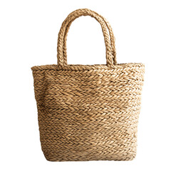 Natural Straw Tote Bag with an Organic Handwoven Fit Isolated on Transparent Background
