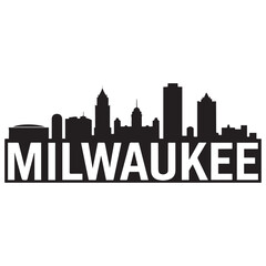 Fototapeta premium Milwaukee skyline horizontal banner. Black Milwaukee, Wisconsin. Vector template for your design. Vector black silhouette. with white background