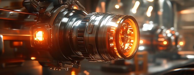 Glowing Engine Close-up, Sci-Fi Workshop