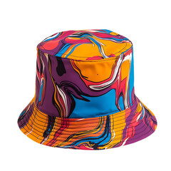 Trendy Bucket Hat with Bold Modern Print and a Sh Isolated on Transparent Background