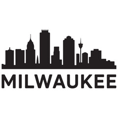 Fototapeta premium Milwaukee skyline horizontal banner. Black Milwaukee, Wisconsin. Vector template for your design. Vector black silhouette. with white background