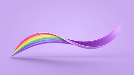 Rainbow is shown in a purple background. The rainbow is long and curved, and it is floating in the air. The purple background adds a sense of depth and contrast to the rainbow