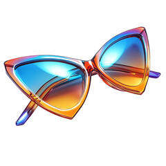 Vibrant Cat Eye Sunglasses with Futuristic Design Isolated on Transparent Background