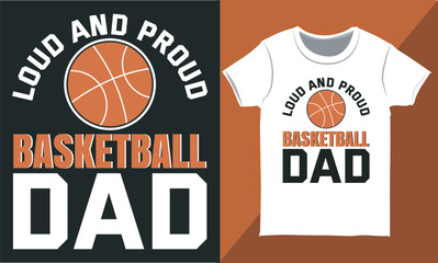 Basketball Dad Typography T-shirt Design Template, Basketball Shirt Design, Gift for Dad, Vintage Father's Day Special Shirt.